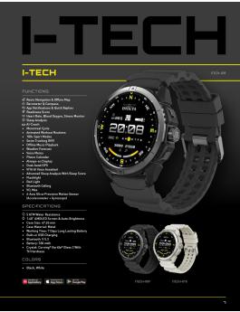 Invicta I-Tech ITECH-009 Reloj de Hombre - Movimiento Smartwatch - Acero Inoxidable con Esfera Negra - 47 mm