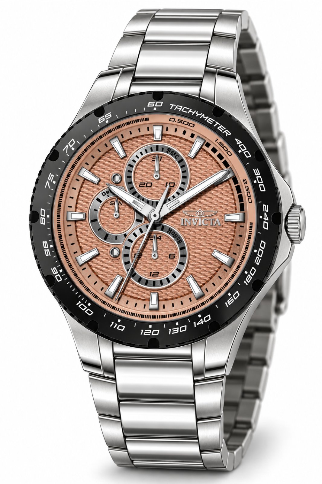 Invicta Aviator 50102 Relógio Masculino - Movimento Quartz - Aço Inoxidável com Mostrador Rosa - 44 mm