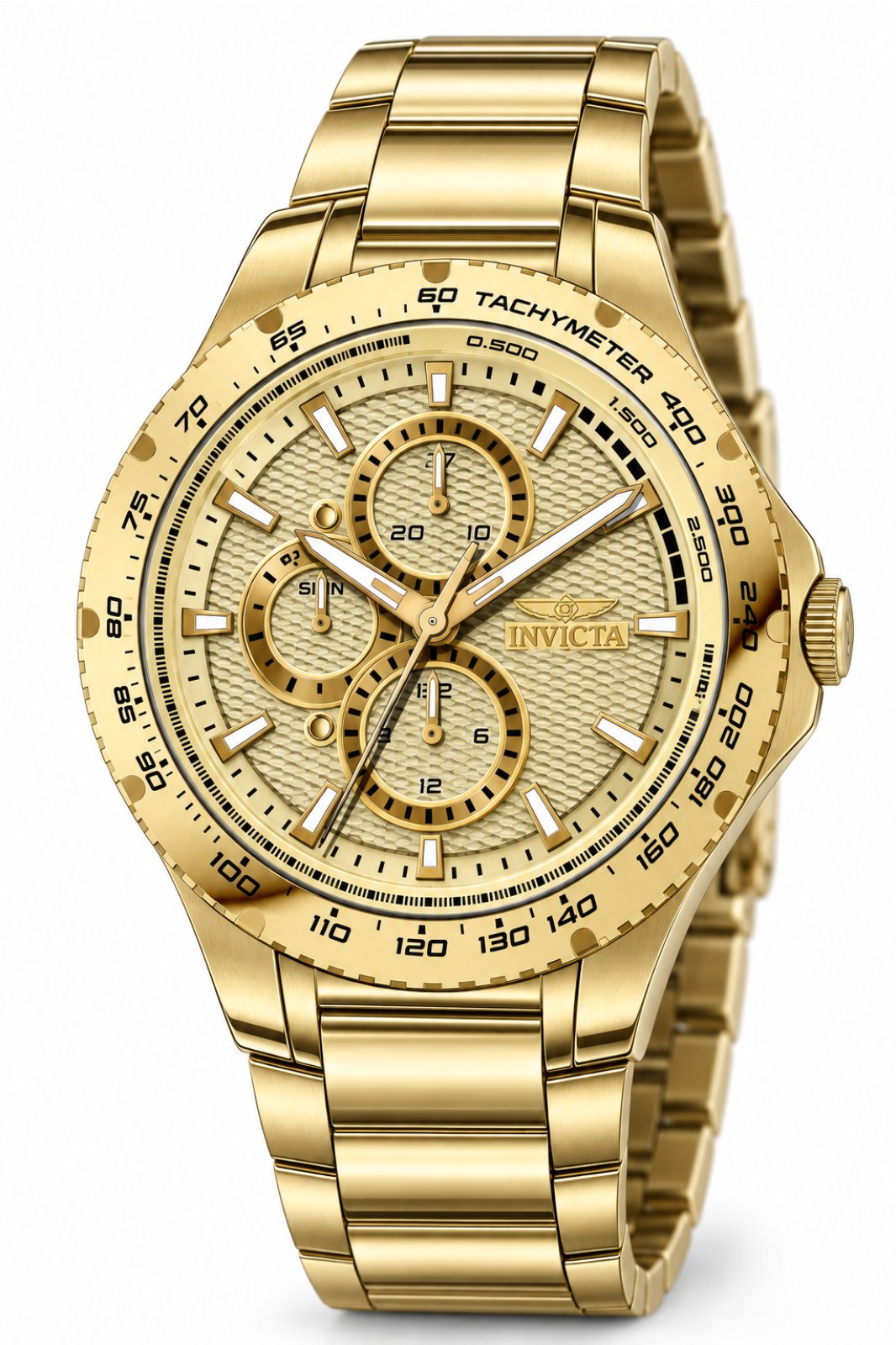 Invicta Aviator 50106 Relógio Masculino - Movimento Quartz - Aço Inoxidável com Mostrador Dourado - 44 mm