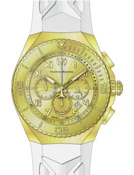 TechnoMarine Manta TM-225006 Herrenarmbanduhr - Quartz Uhrwerk - Edelstahl mit Zifferblatt in Gold - 48 mm