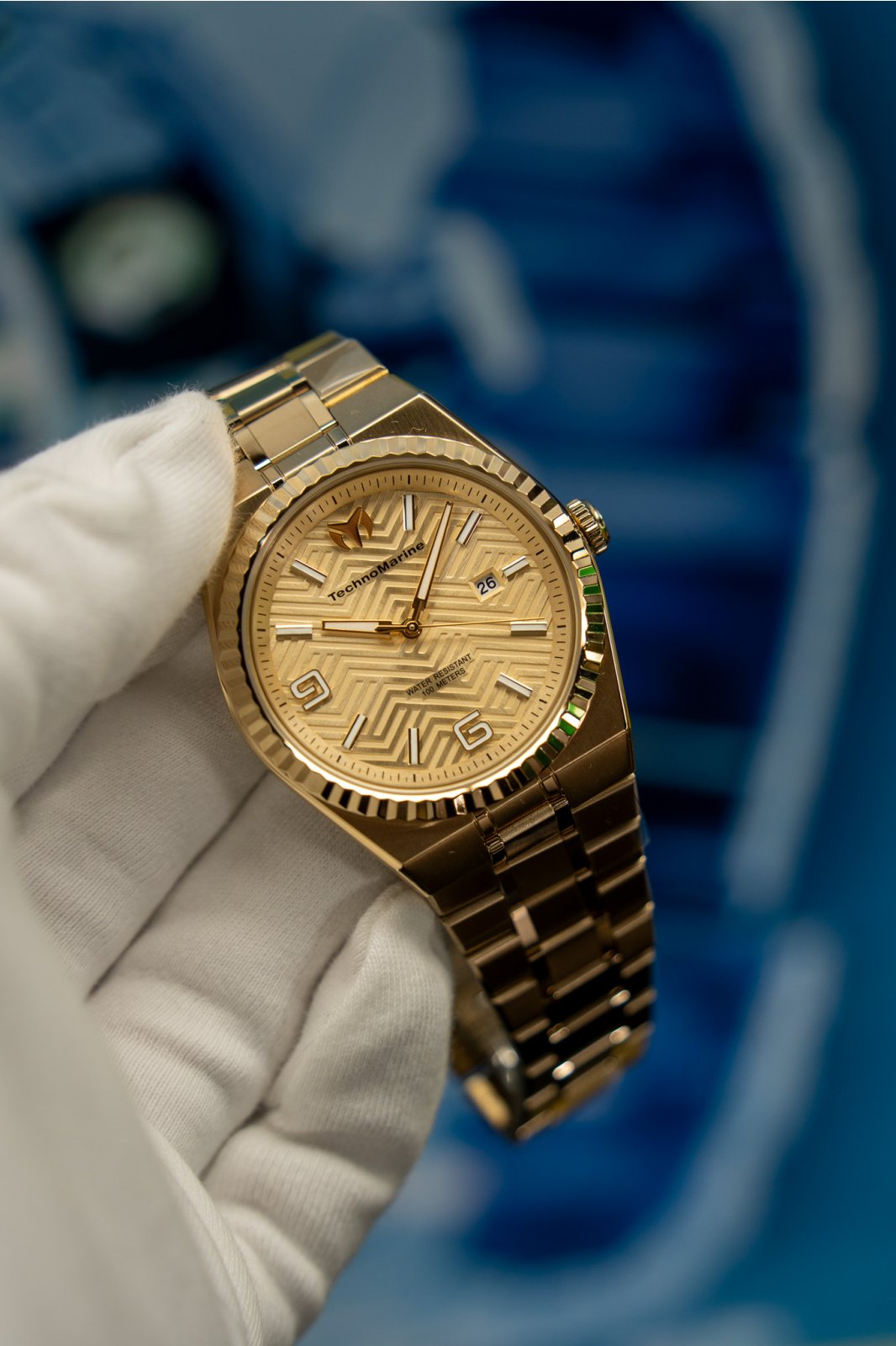TechnoMarine TERRA NOVA TM-225055 Reloj de Mujer - Movimiento de Cuarzo - Acero Inoxidable con Esfera Dorada - 42 mm