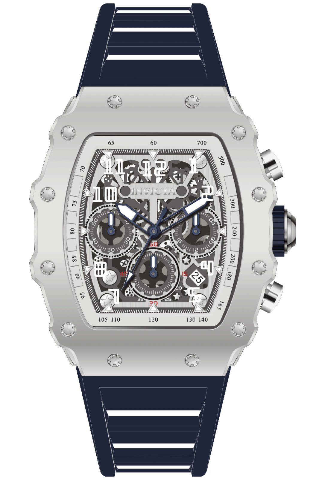 Invicta Racing 69703 Herrenuhr - Quarzwerk - Acryl mit silbernem Zifferblatt - 43 mm