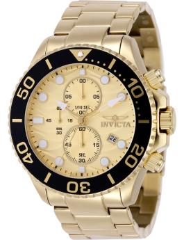 Invicta Pro Diver 50225 Relógio Masculino - Movimento Quartz - Aço Inoxidável com Mostrador Dourado - 53 mm