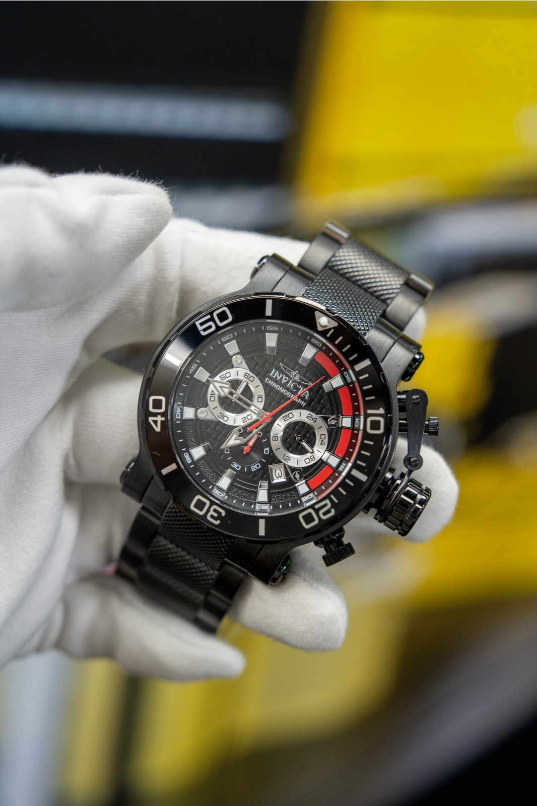 Invicta Coalition Forces 50227 Zegarek męski - Mechanizm kwarcowy - Stal nierdzewna z czarną tarczą - 52 mm - technologia iSize