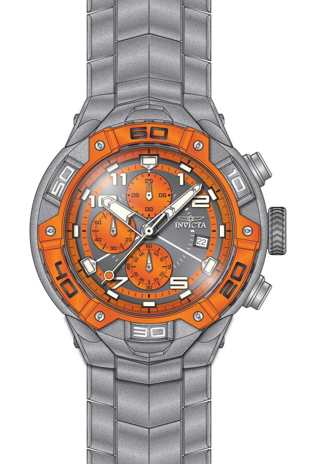 Invicta Speedway 49883 Orologio da Uomo - Movimento al Quarzo - Acciaio Inossidabile con Quadrante Arancione - 50 mm