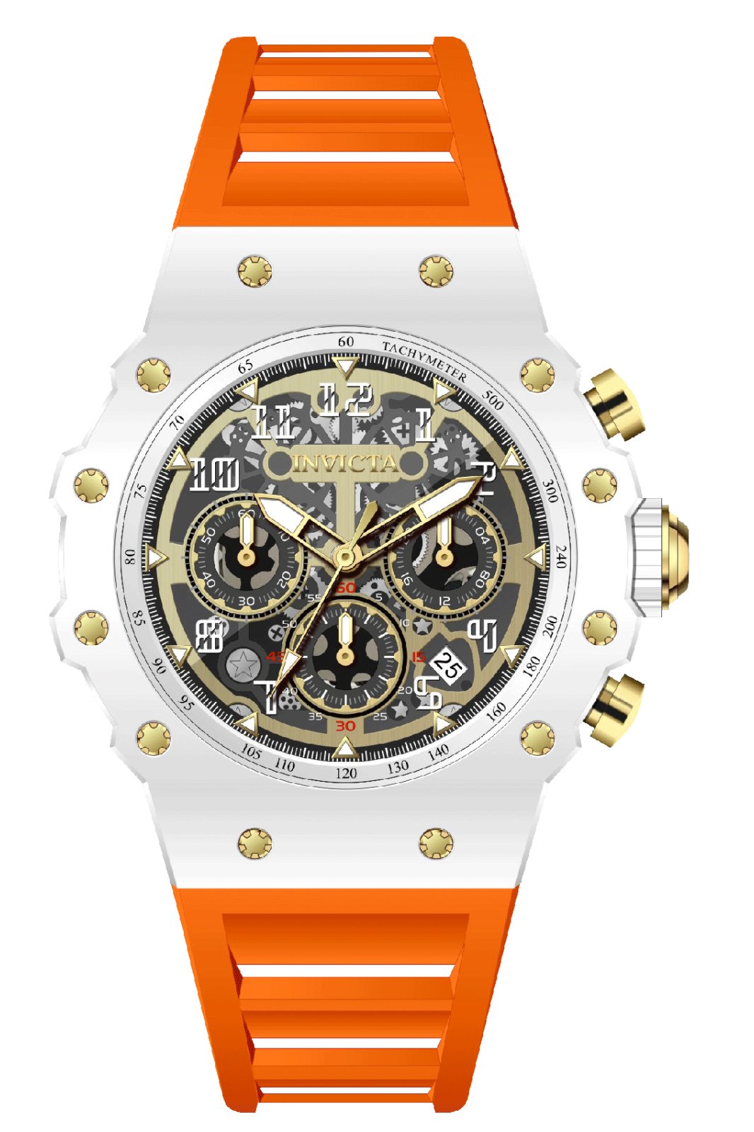 Invicta Racing 69651 Herrenuhr - Quarzwerk - Acryl mit goldenem Zifferblatt - 43 mm