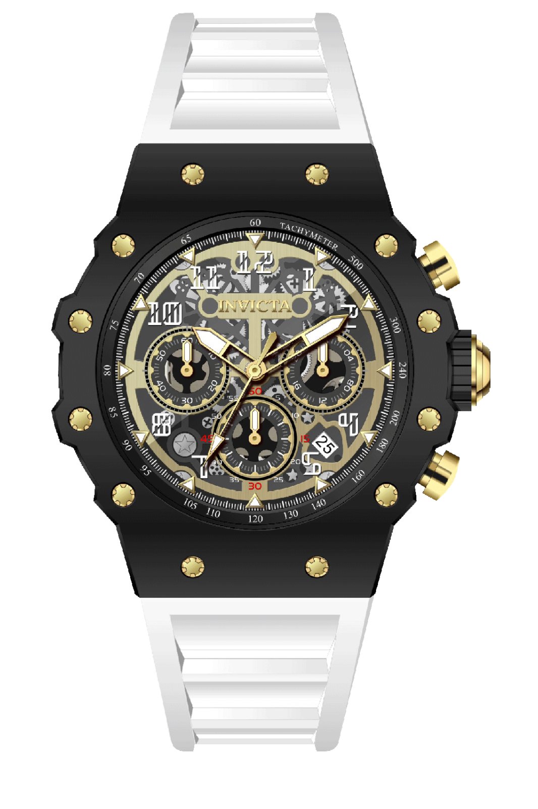 Invicta Racing 69653 Montre Homme - Mouvement Quartz - Acrylique avec Cadran Doré - 43 mm