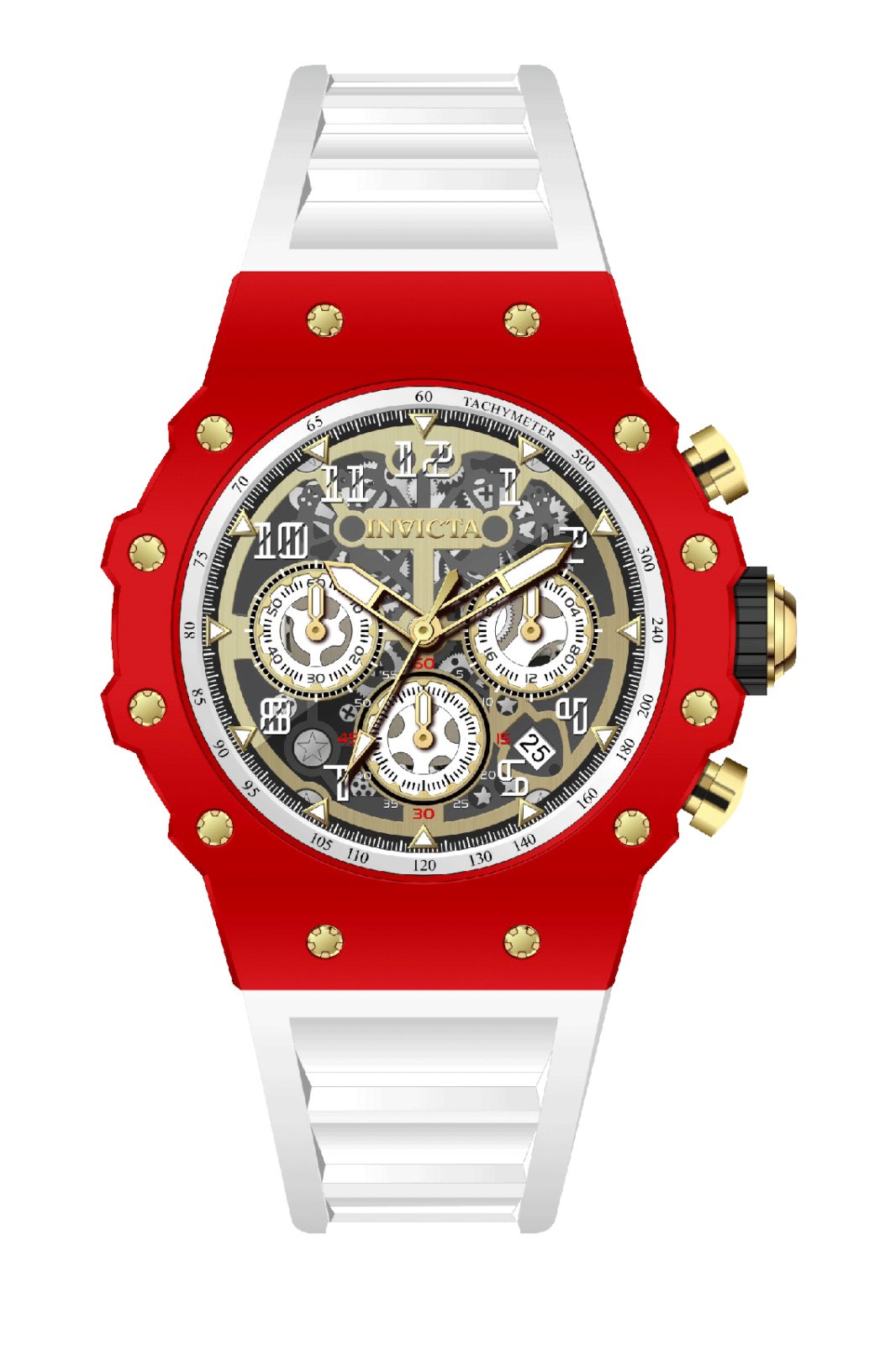 Invicta Racing 69655 Men's Watch - Quartz Movement - Acrylic with Gold Dial - 43 mm