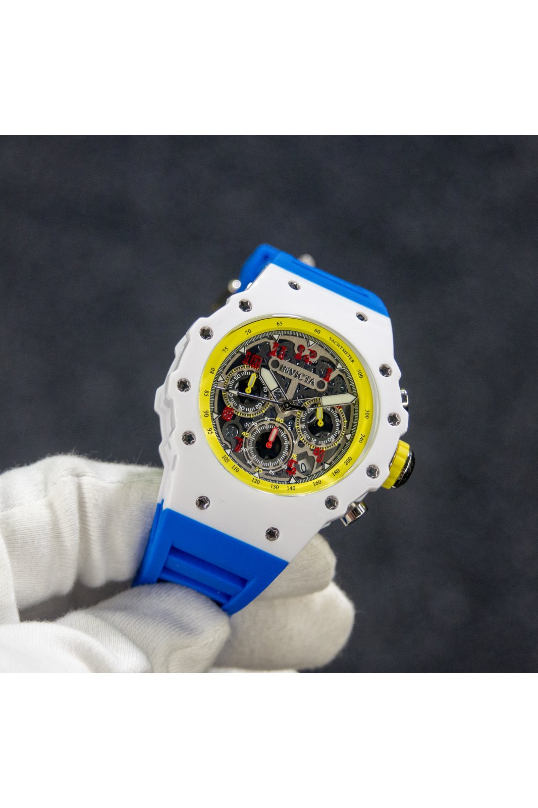 Invicta Racing 69666 Men's Watch - Quartz Movement - Acrylic with Silver Dial - 43 mm