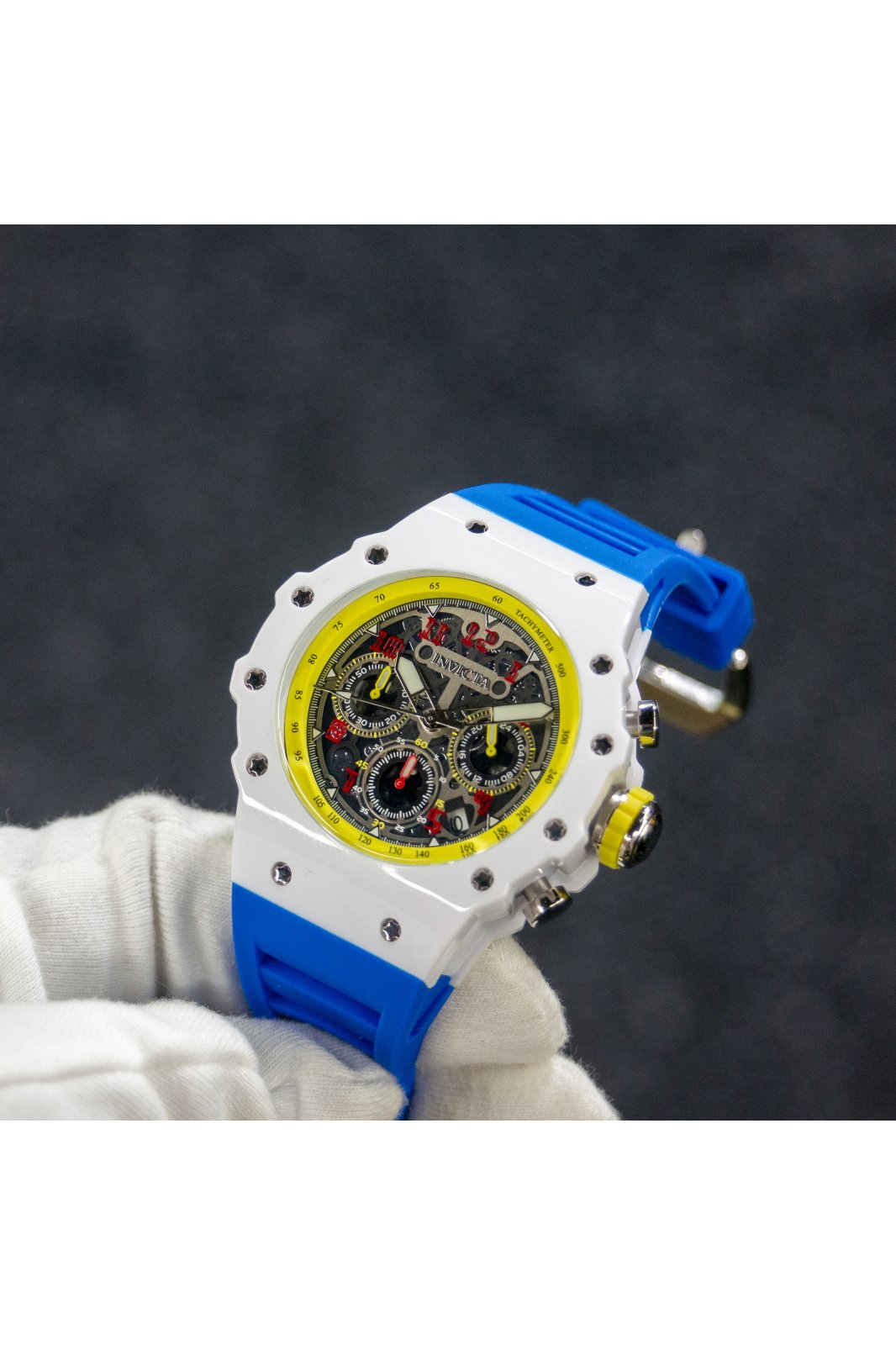 Invicta Racing 69666 Men's Watch - Quartz Movement - Acrylic with Silver Dial - 43 mm