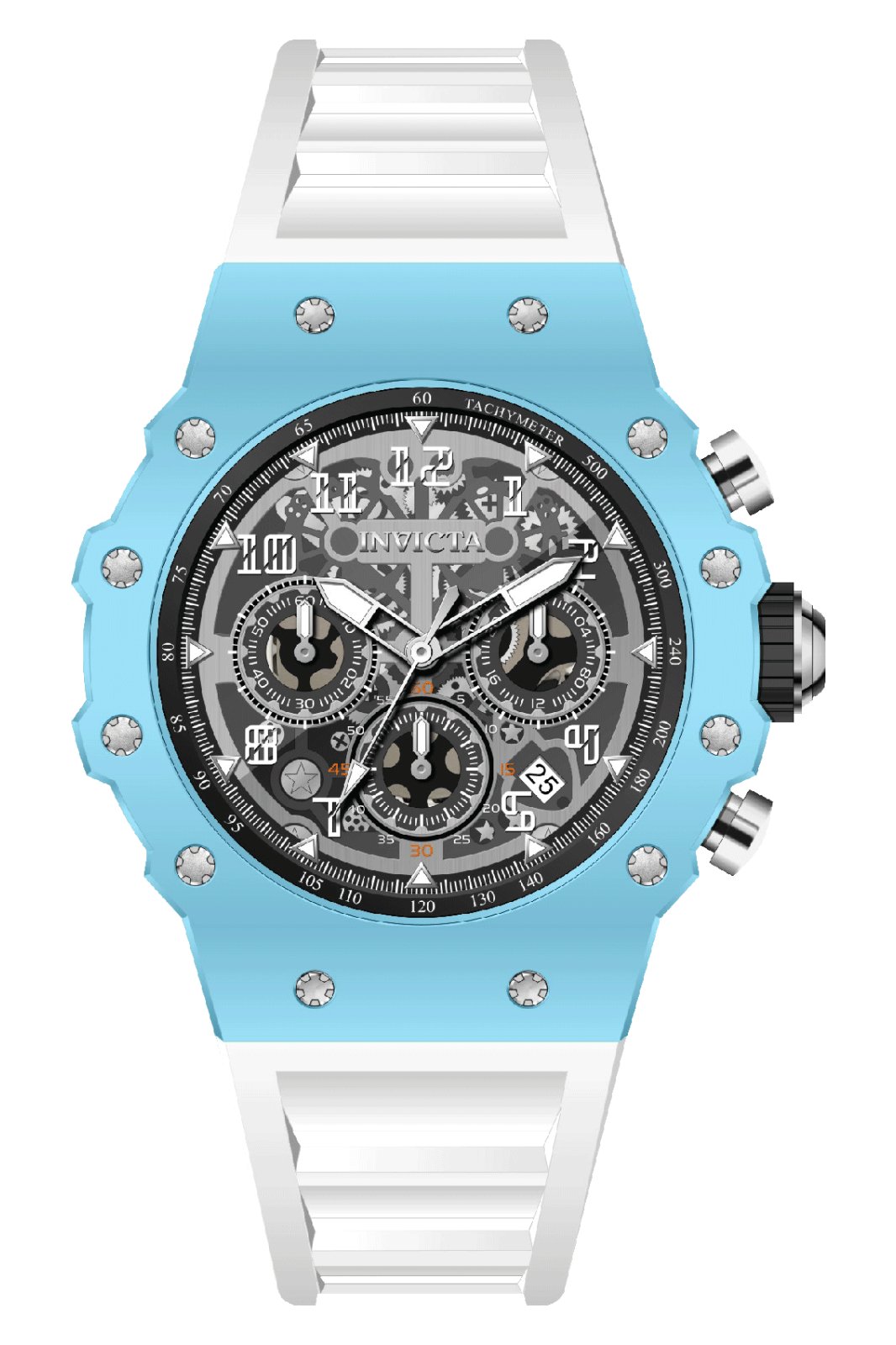 Invicta Racing 69673 Herenhorloge - Quartz Uurwerk - Acryl met Zilveren Wijzerplaat - 43 mm