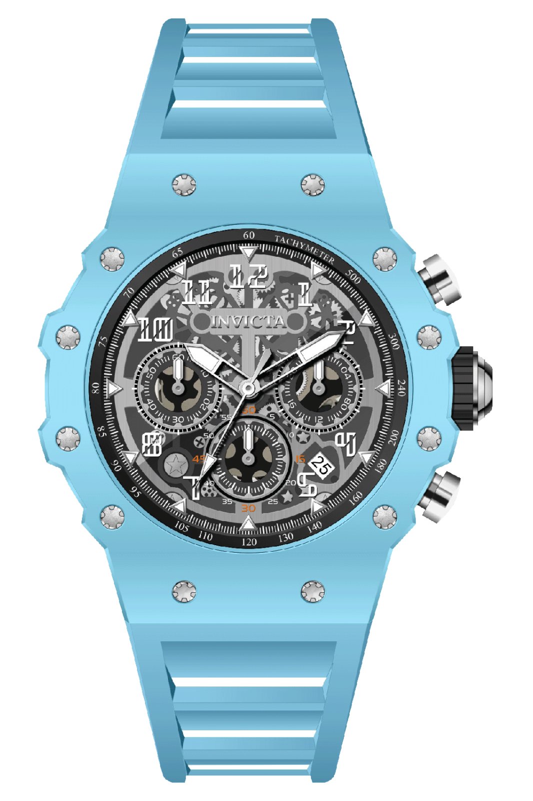 Invicta Racing 69674 Herenhorloge - Quartz Uurwerk - Acryl met Zilveren Wijzerplaat - 43 mm