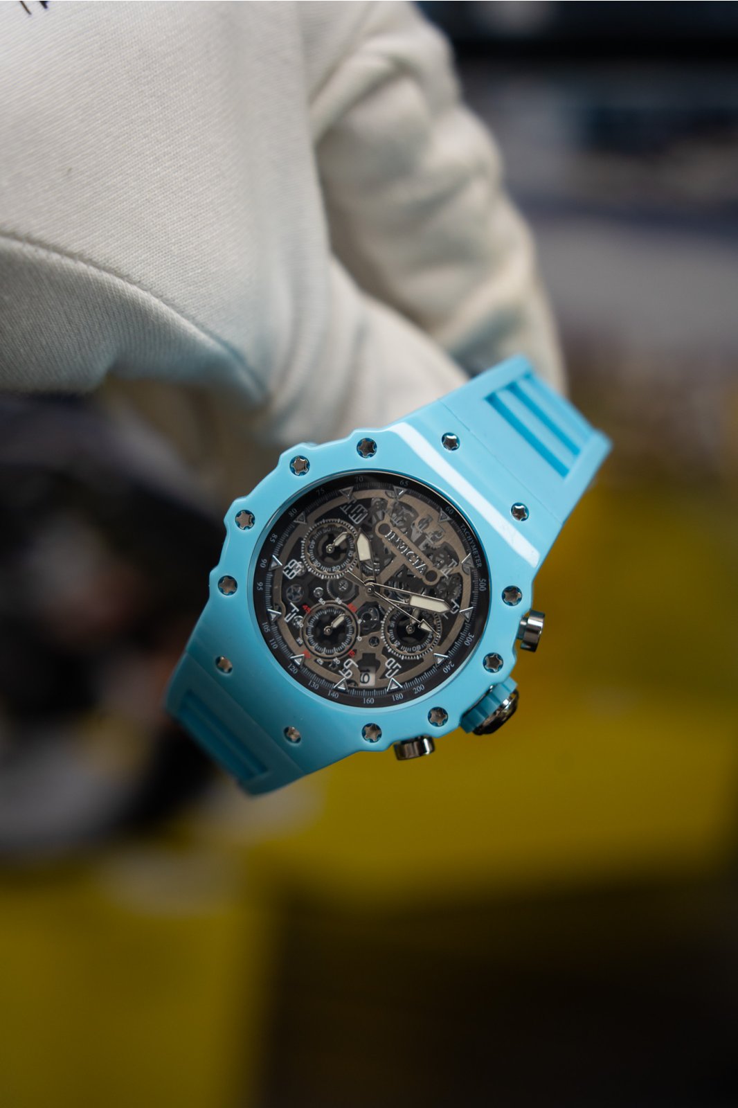 Invicta Racing 69674 Herenhorloge - Quartz Uurwerk - Acryl met Zilveren Wijzerplaat - 43 mm