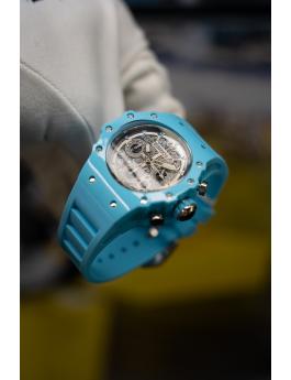 Invicta Racing 69674 Herenhorloge - Quartz Uurwerk - Acryl met Zilveren Wijzerplaat - 43 mm