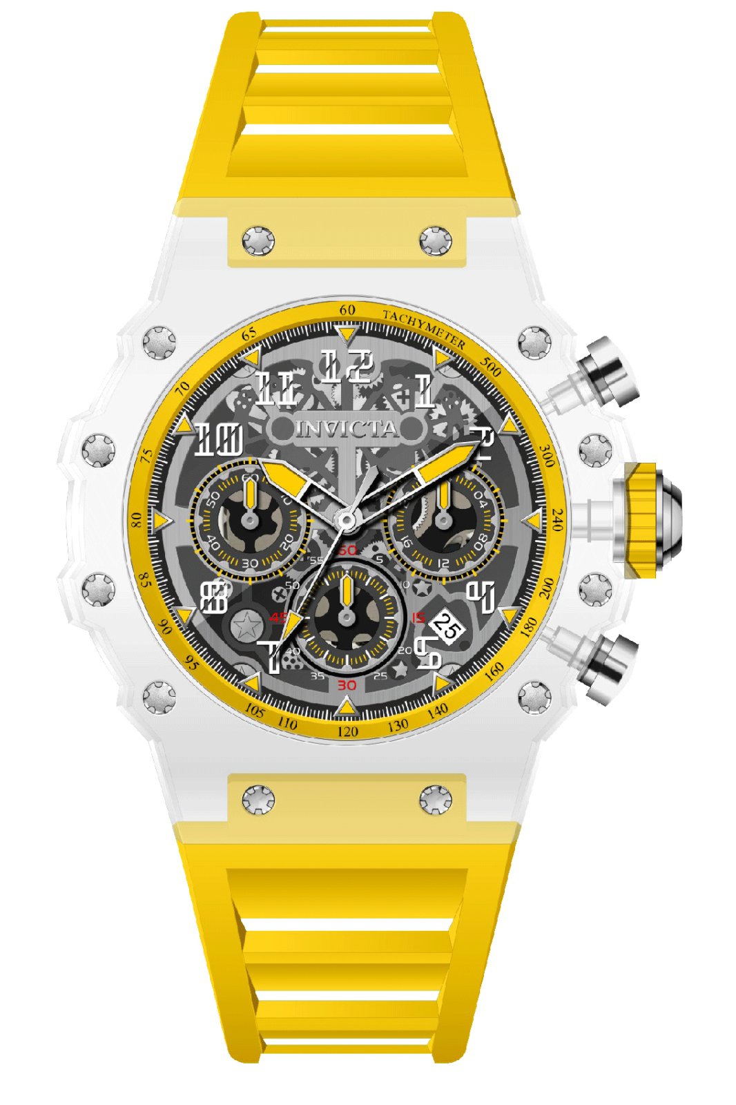 Invicta Racing 69677 Herenhorloge - Quartz Uurwerk - Acryl met Zilveren Wijzerplaat - 43 mm
