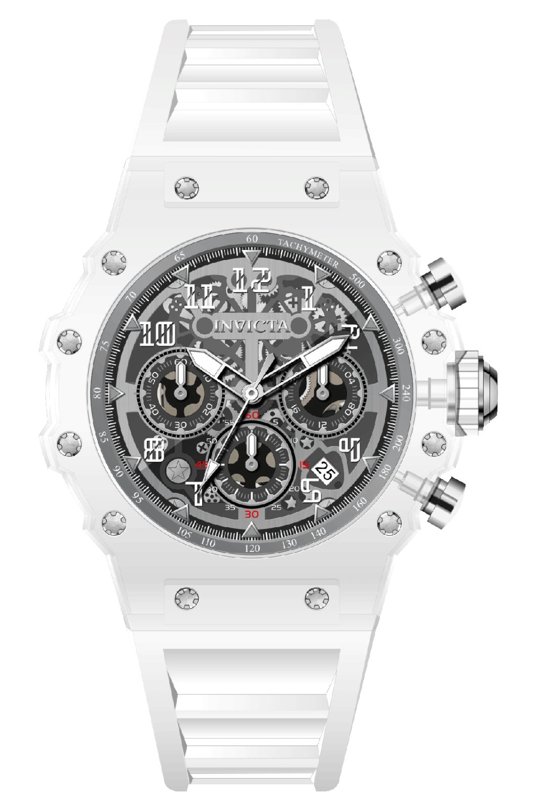 Invicta Racing 69680 Men's Watch - Quartz Movement - Acrylic with Silver Dial - 43 mm