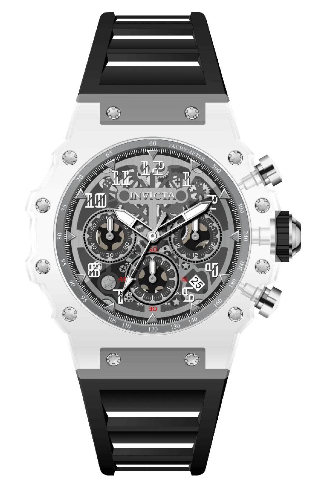 Invicta Racing 69681 Men's Watch - Quartz Movement - Acrylic with Silver Dial - 43 mm