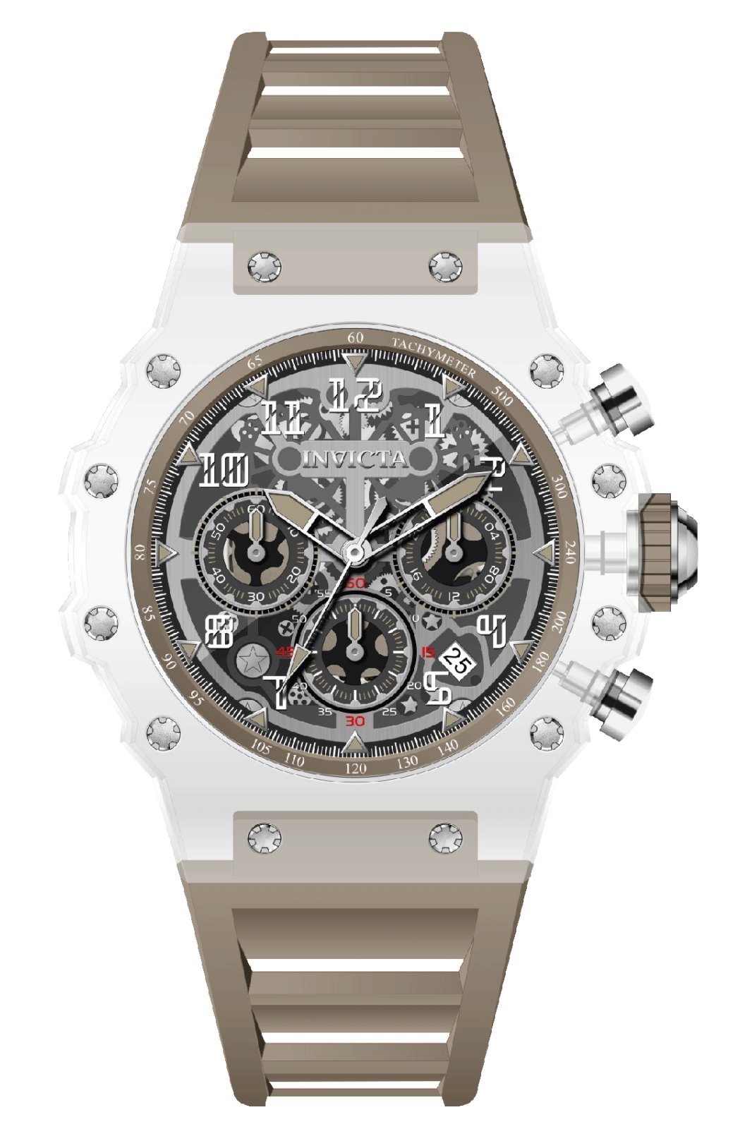 Invicta Racing 69684 Men's Watch - Quartz Movement - Acrylic with Silver Dial - 43 mm