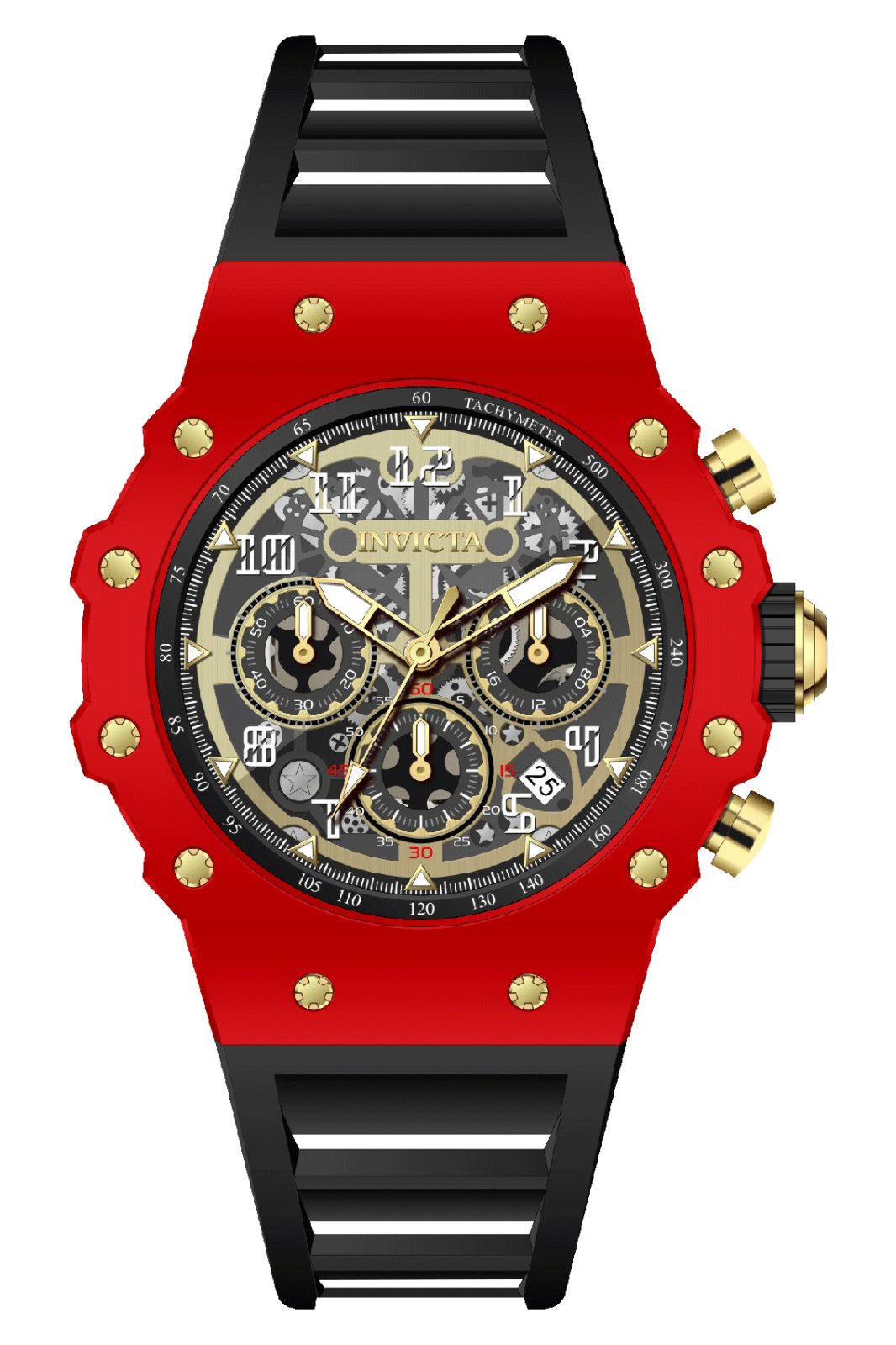 Invicta Racing 69685 Reloj de Hombre - Movimiento de Cuarzo - Acrílico con Esfera Dorada - 43 mm