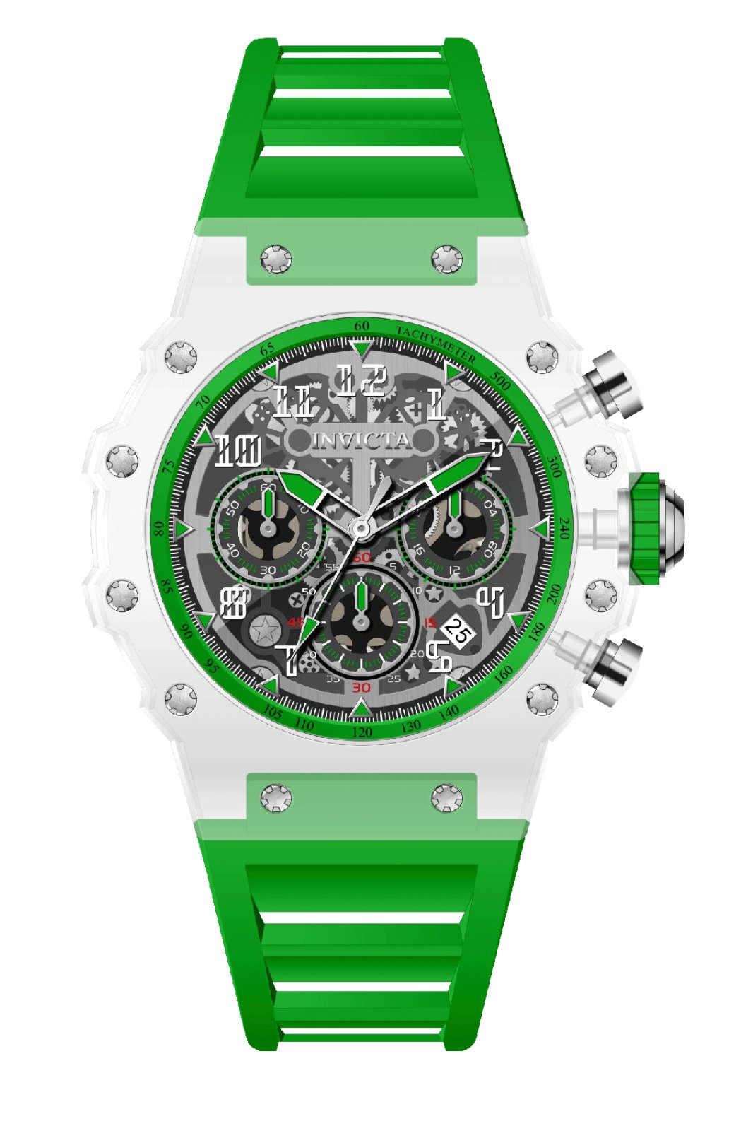 Invicta Racing 69687 Men's Watch - Quartz Movement - Acrylic with Silver Dial - 43 mm