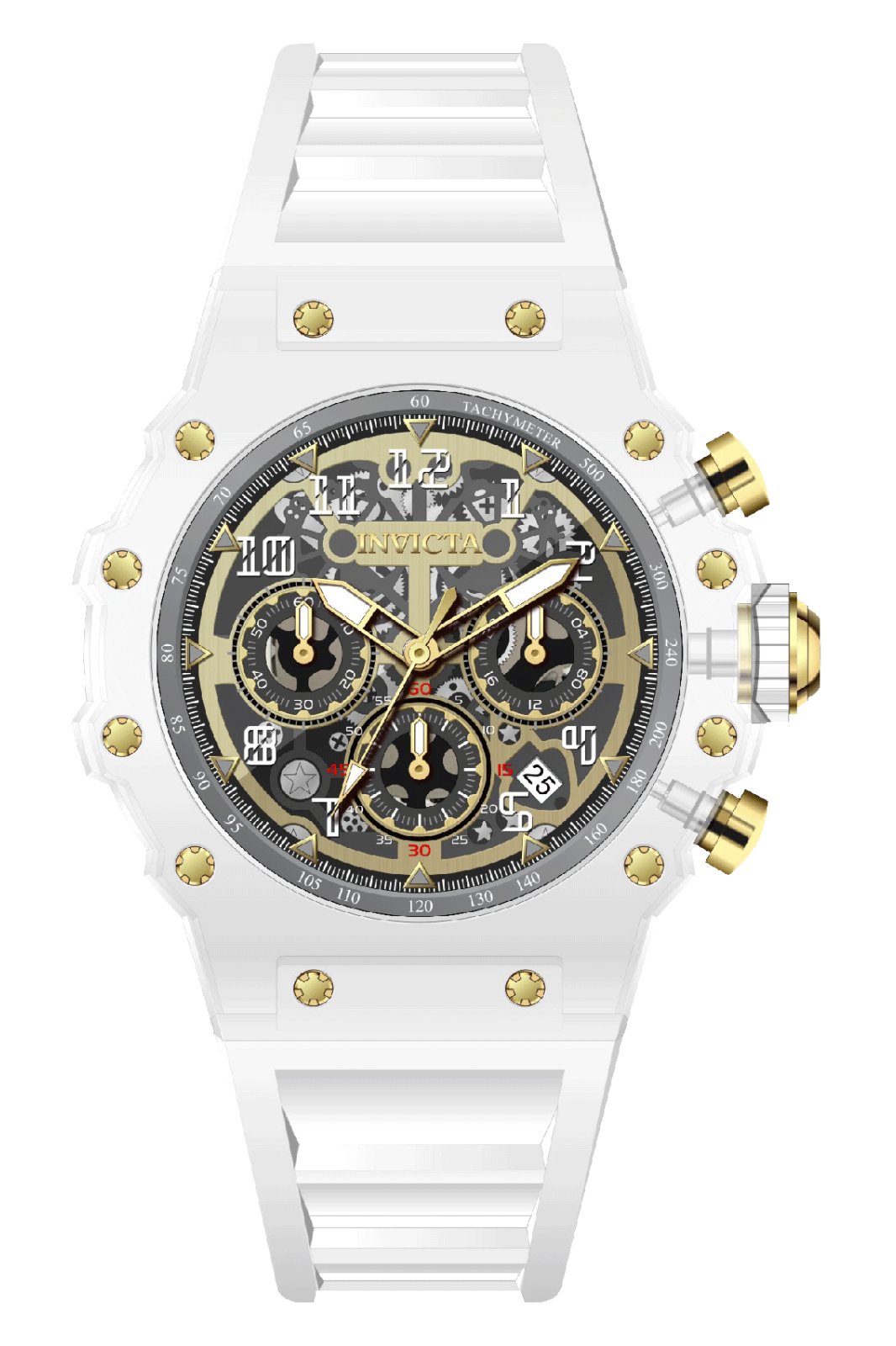Invicta Racing 69689 Men's Watch - Quartz Movement - Acrylic with Gold Dial - 43 mm