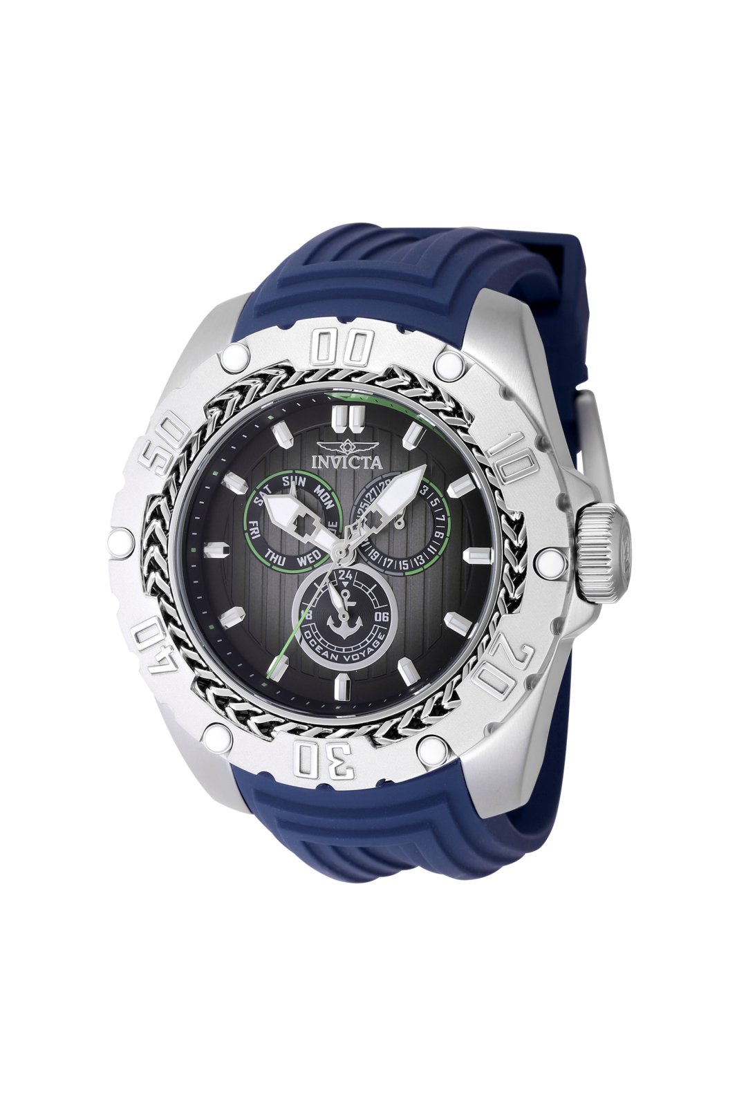 Invicta Ocean Voyage 48021 Montre Homme - Mouvement Quartz - Acier Inoxydable avec Cadran Noir - 51 mm