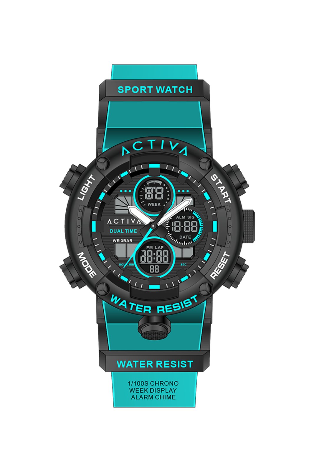 Activa Digital ACW8038-003 Men's Watch - Digital Movement - Abs with Black Dial - 52 mm