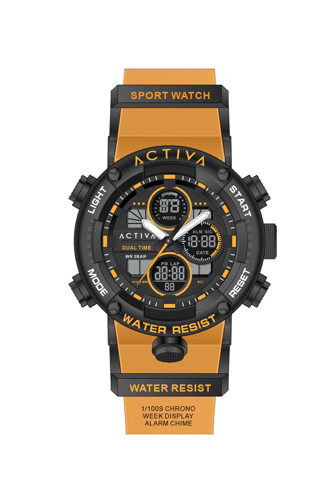 Activa Digital ACW8038-006 Men's Watch - Digital Movement - Abs with Black Dial - 52 mm
