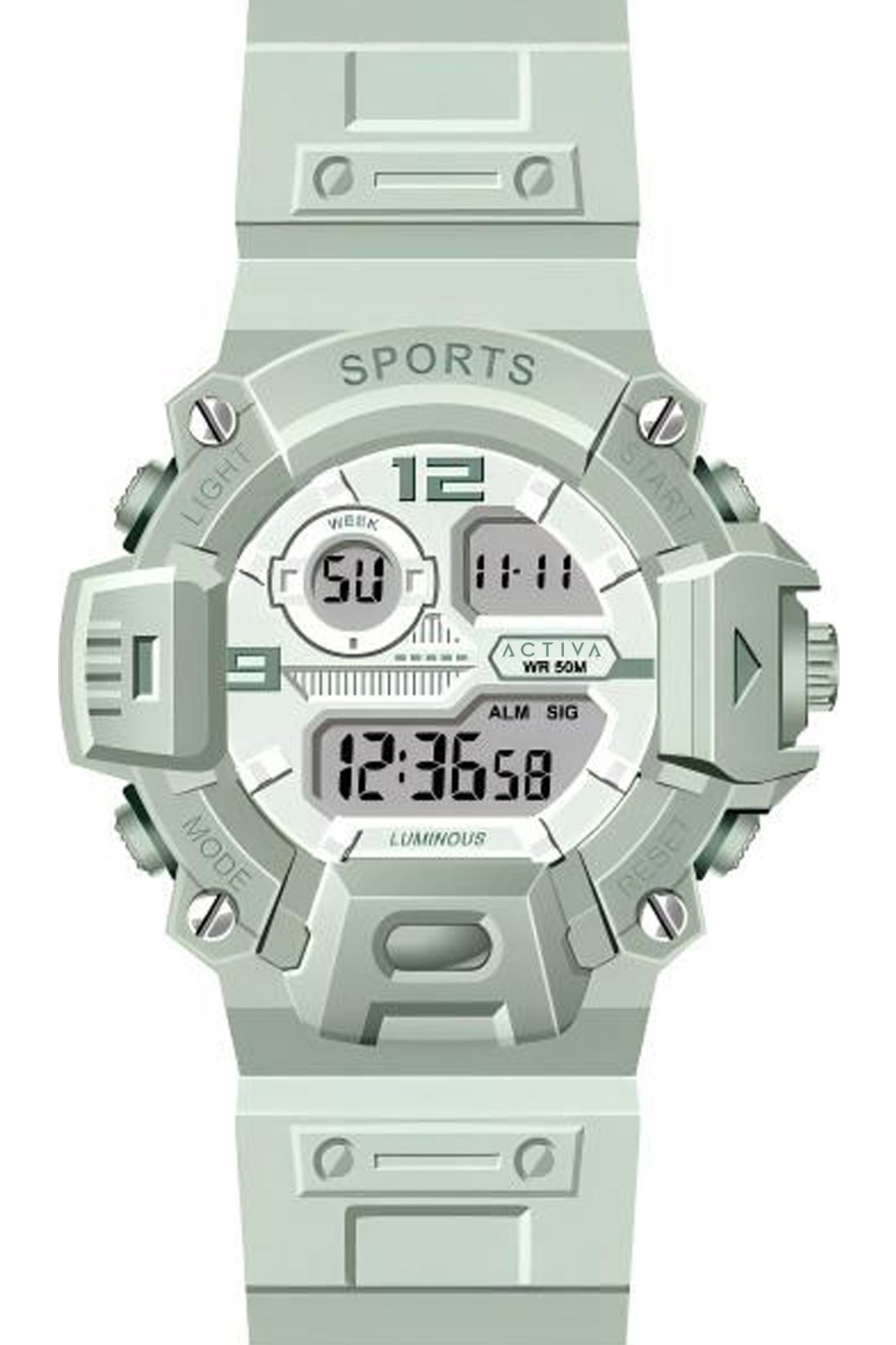 Activa Digital ACW532-004 Damenuhr - Digitalwerk - ABS mit gr??nem Zifferblatt - 42 mm