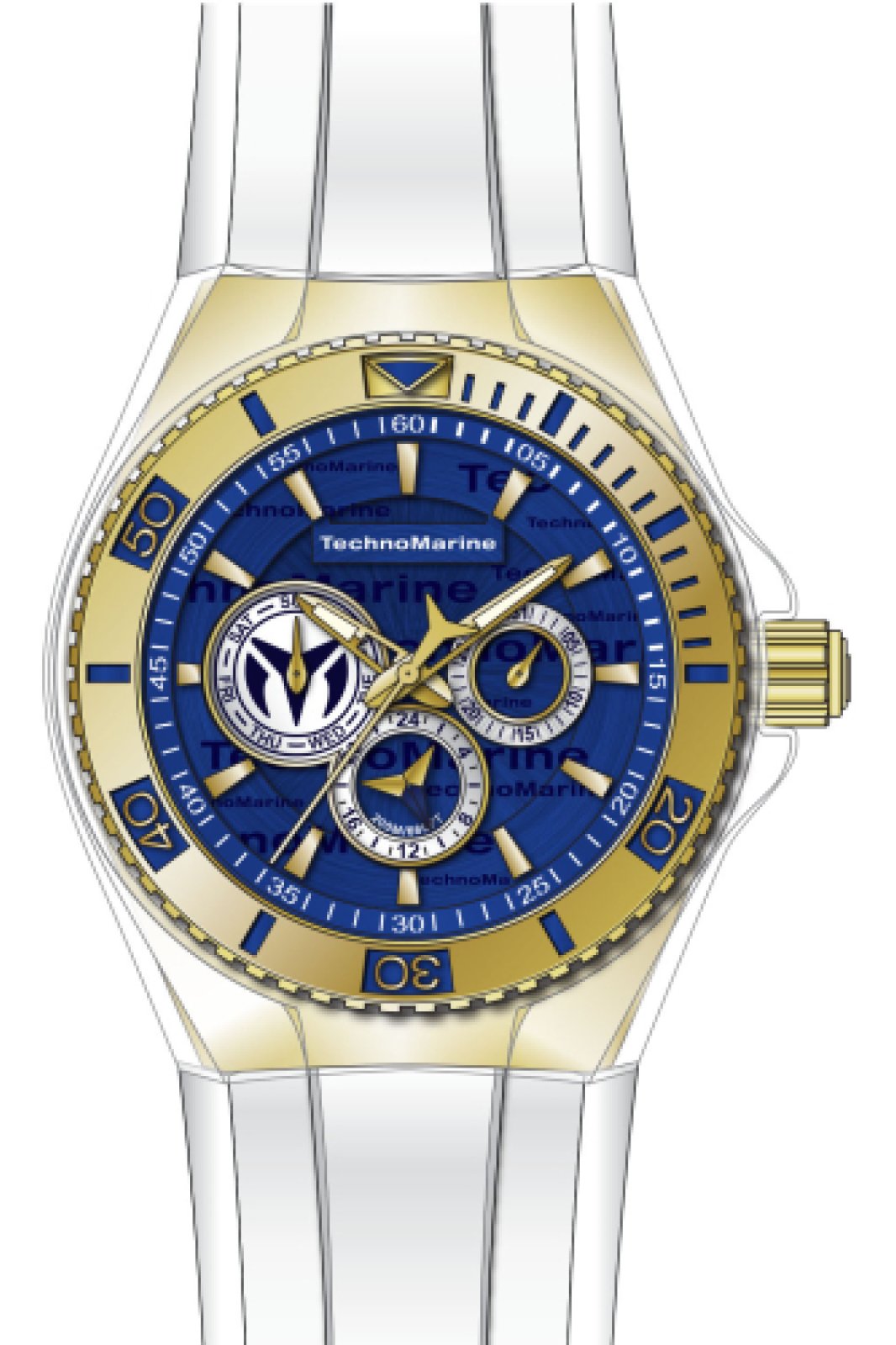 TechnoMarine Cruise TM-118127 Montre Homme - Mouvement à Quartz - Acier Inoxydable avec Cadran Bleu - 46 mm