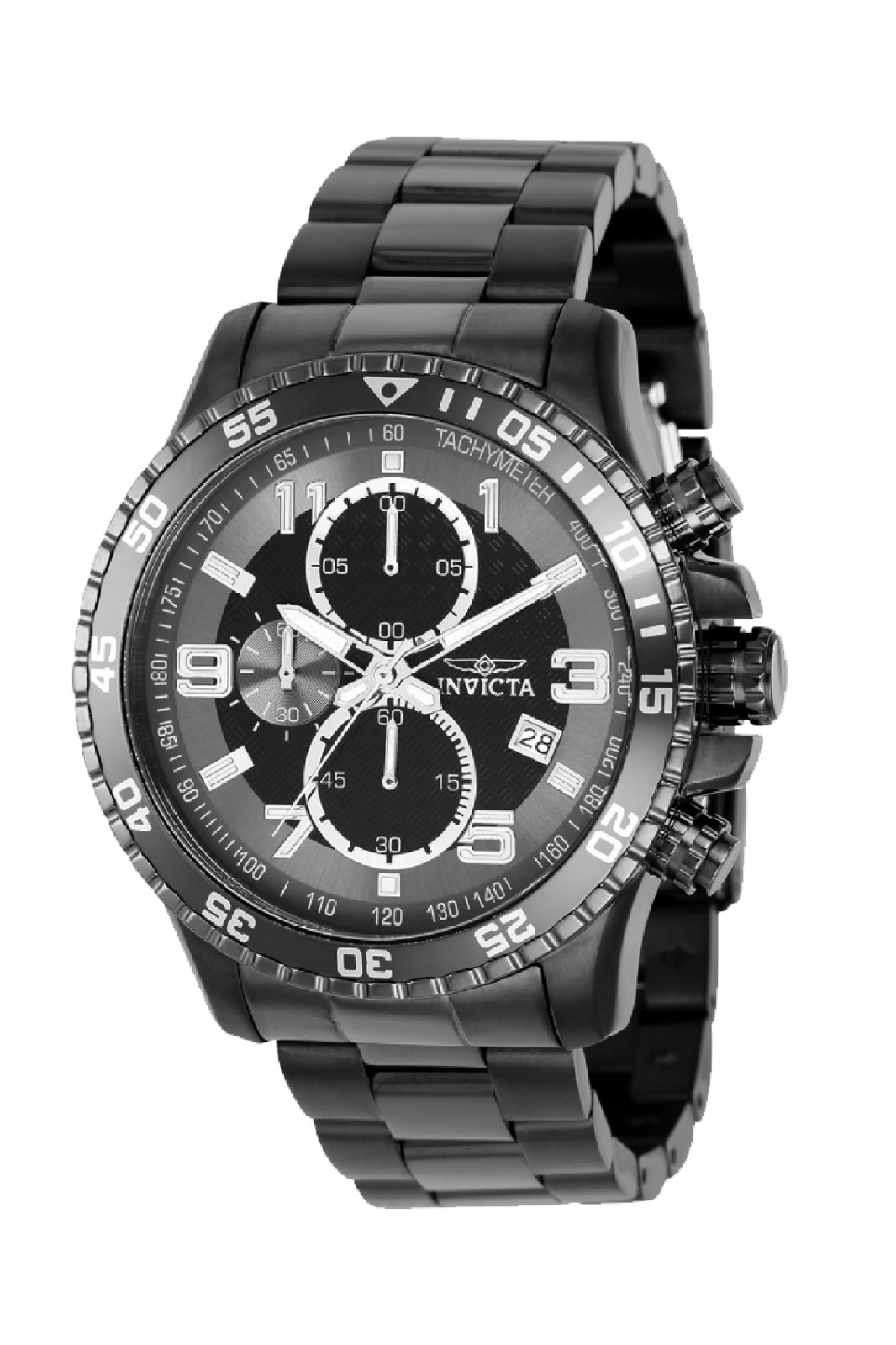 Invicta Specialty 69815 Herenhorloge - Quartz Uurwerk - Staal met Zwarte Wijzerplaat - 45 mm