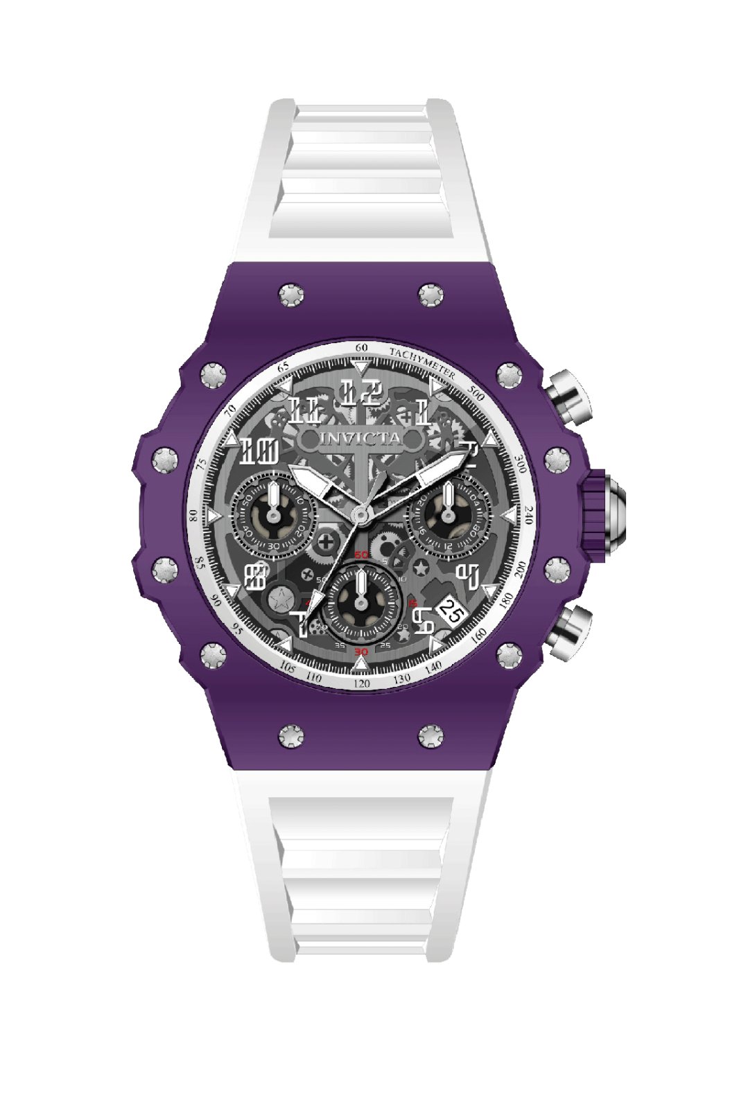 Invicta Racing 69626 Herenhorloge - Quartz Uurwerk - Acryl met Zilveren Wijzerplaat - 40 mm
