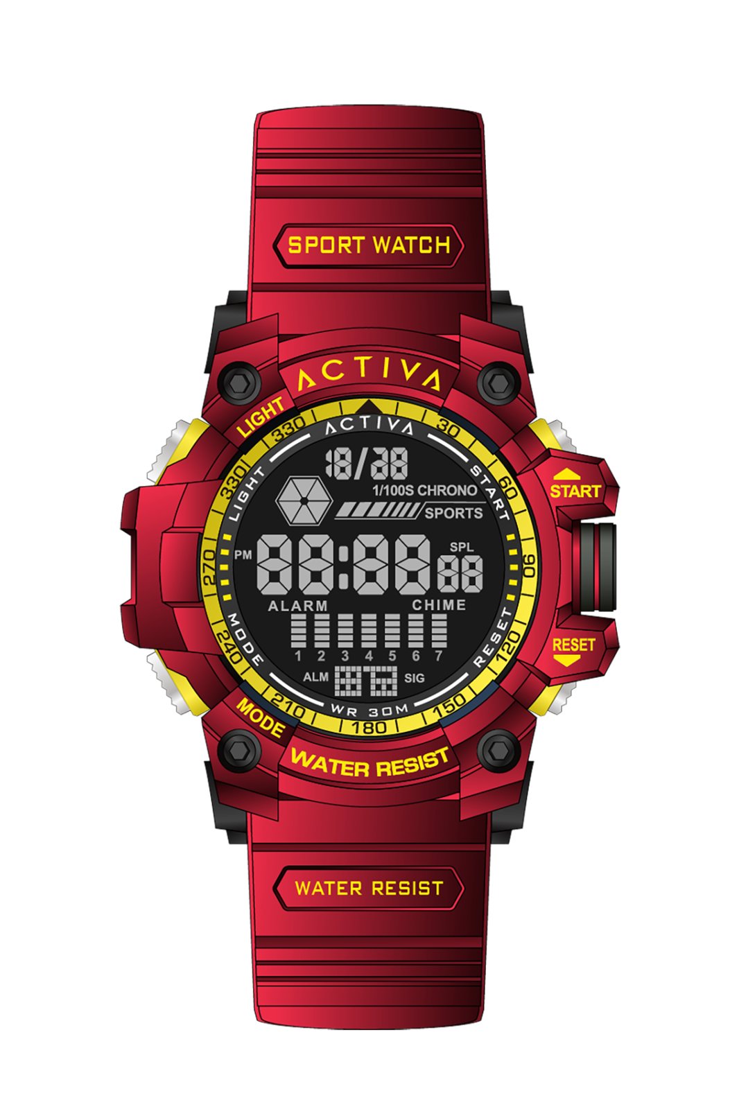 Activa Digital ACW8020-011 Reloj de Hombre - Movimiento Digital - ABS con Esfera Negra - 56 mm