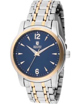 Montres Prestige Classic MPW-0033 Reloj de Hombre - Movimiento de Cuarzo - Metal con Esfera Azul - 41 mm