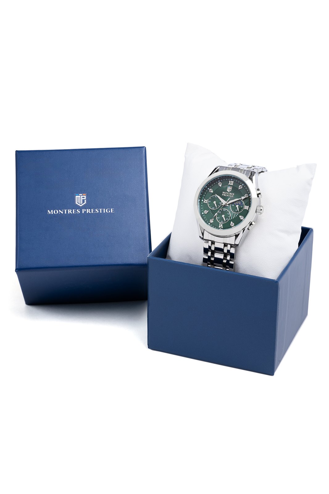 Montres Prestige Classic MPW-0057 Herrenuhr - Quarzwerk - Metall mit grünem Zifferblatt - 40 mm