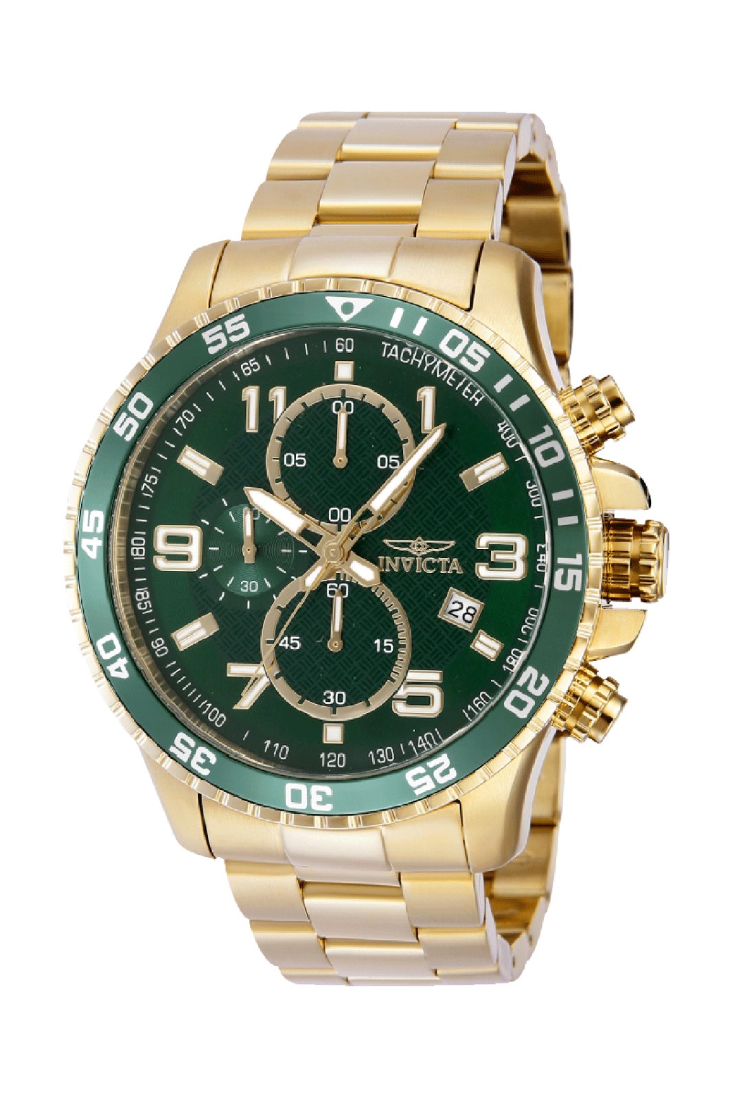 Invicta Specialty 69817 Zegarek męski - Mechanizm kwarcowy - Stal z zieloną tarczą - 45 mm