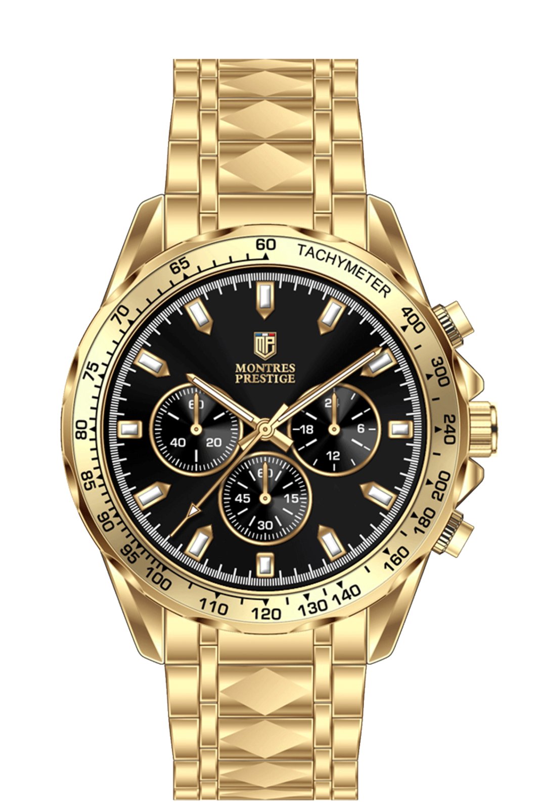 Montres Prestige Classic MPW-0334 Reloj de Hombre - Movimiento de Cuarzo - Metal con Esfera Negra - 44 mm
