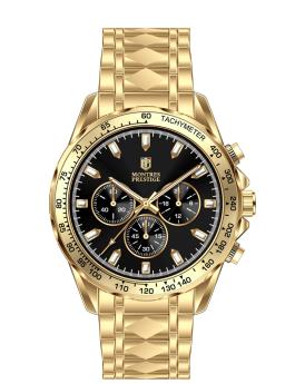 Montres Prestige Classic MPW-0334 Reloj de Hombre - Movimiento de Cuarzo - Metal con Esfera Negra - 44 mm