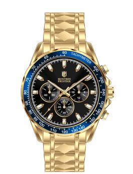 Montres Prestige Classic MPW-0338 Reloj de Hombre - Movimiento de Cuarzo - Metal con Esfera Negra - 44 mm