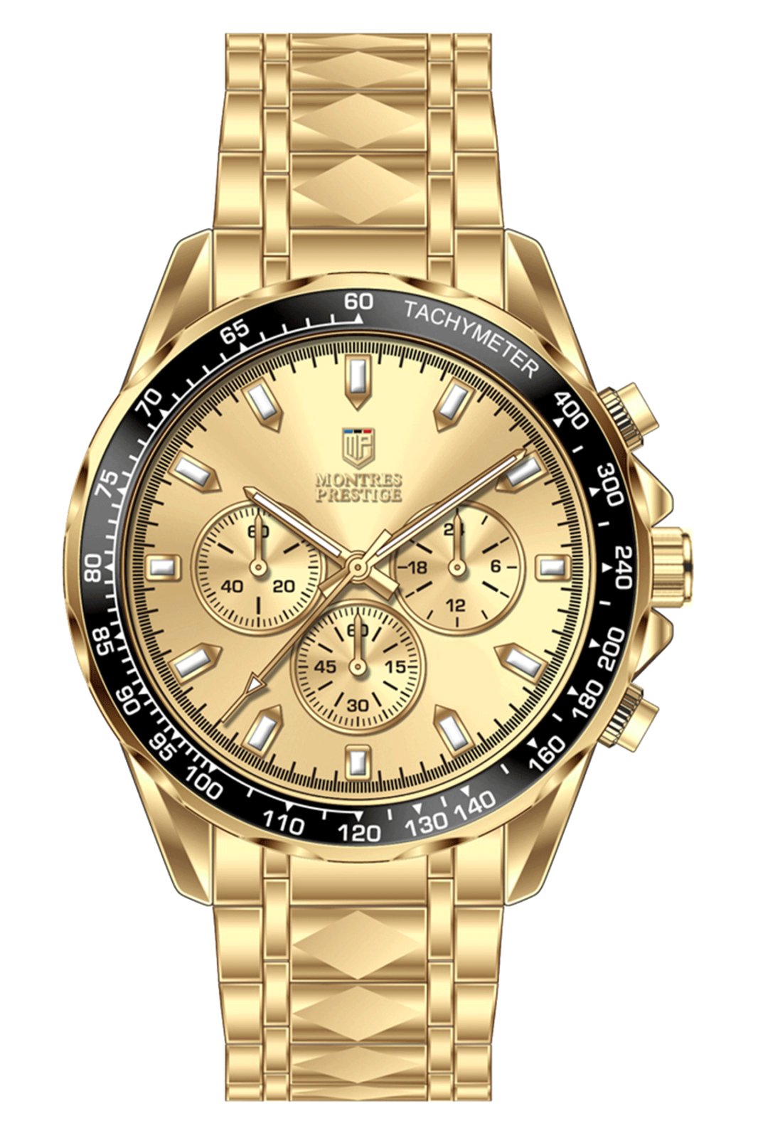 Montres Prestige Classic MPW-0342 Reloj de Hombre - Movimiento de Cuarzo - Metal con Esfera Dorada - 44 mm