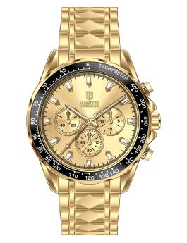 Montres Prestige Classic MPW-0342 Reloj de Hombre - Movimiento de Cuarzo - Metal con Esfera Dorada - 44 mm