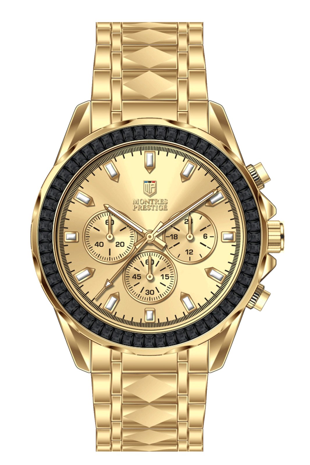 Montres Prestige Classic MPW-0343 Herrenuhr - Quarzwerk - Metall mit goldenem Zifferblatt - 44 mm