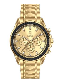 Montres Prestige Classic MPW-0343 Reloj de Hombre - Movimiento de Cuarzo - Metal con Esfera Dorada - 44 mm