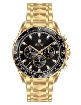 Montres Prestige Classic MPW-0344 Reloj de Hombre - Movimiento de Cuarzo - Metal con Esfera Negra - 44 mm
