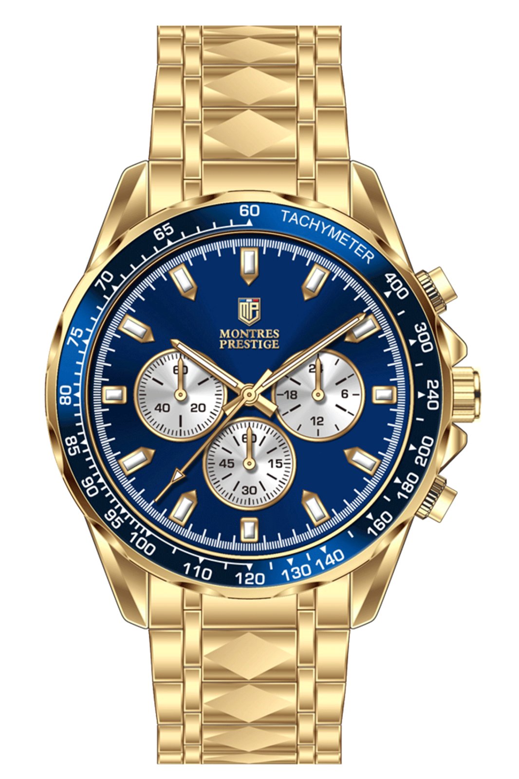 Montres Prestige Classic MPW-0349 Reloj de Hombre - Movimiento de Cuarzo - Metal con Esfera Azul - 44 mm