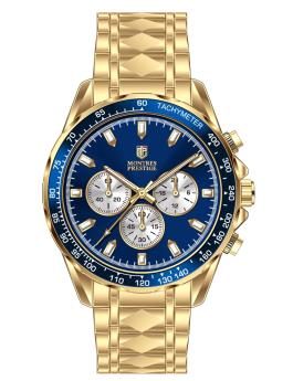 Montres Prestige Classic MPW-0349 Reloj de Hombre - Movimiento de Cuarzo - Metal con Esfera Azul - 44 mm
