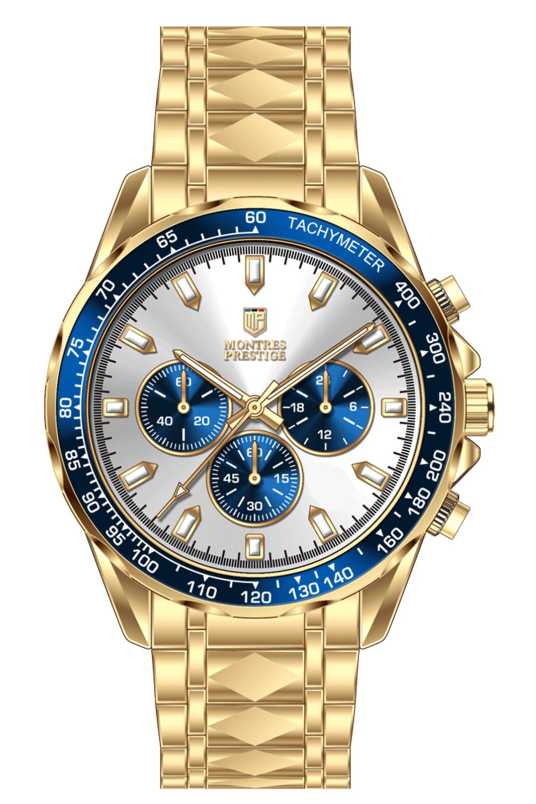 Montres Prestige Classic MPW-0353 Reloj de Hombre - Movimiento de Cuarzo - Metal con Esfera Plateada - 44 mm
