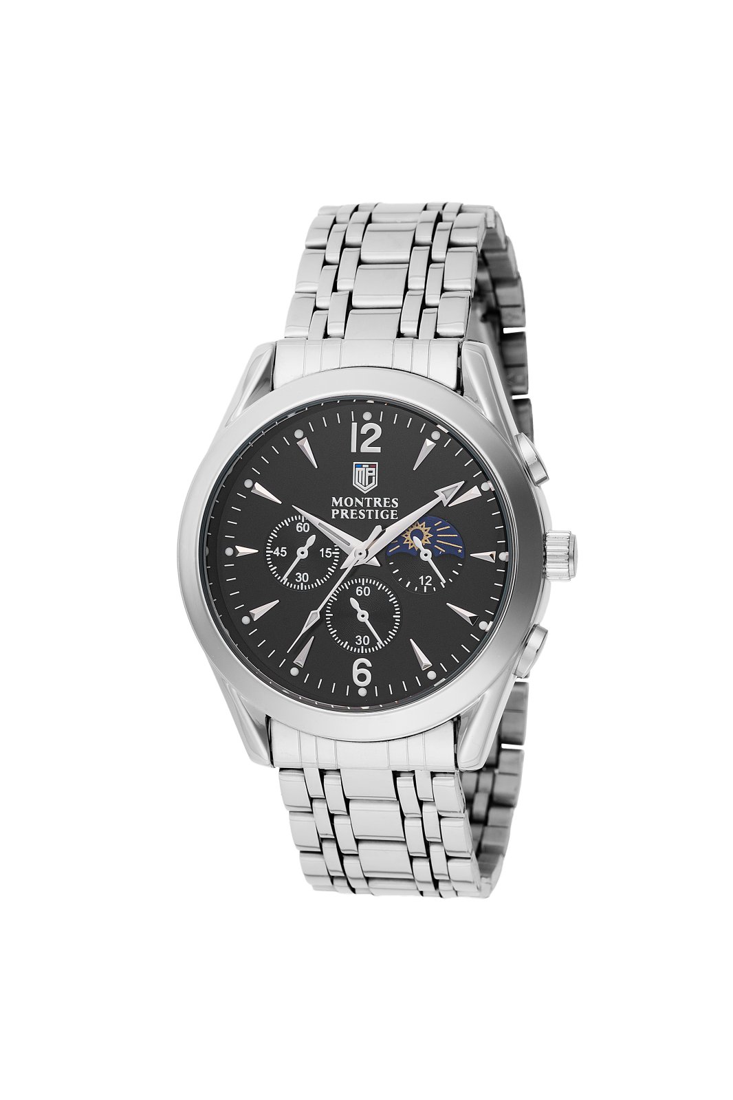 Montres Prestige Classic MPW-0071 Herrenuhr - Quarzwerk - Metall mit schwarzem Zifferblatt - 40 mm