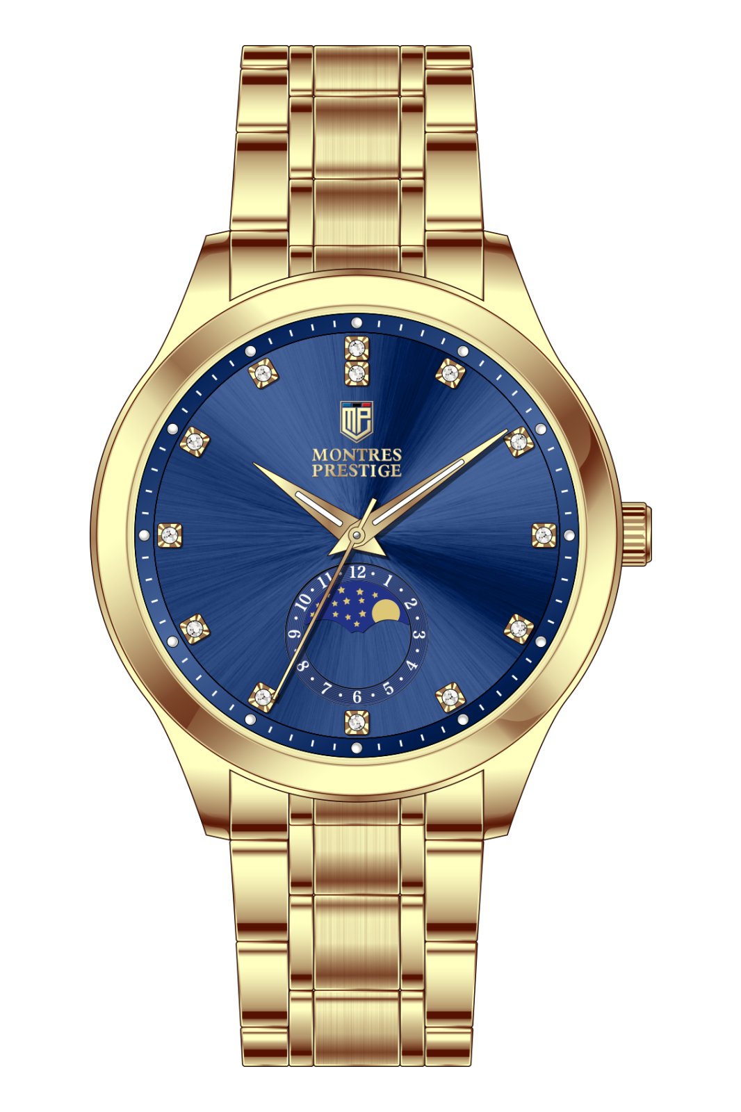 Montres Prestige Classic MPW-0366 Herrenuhr - Quarzuhrwerk - Metall mit blauem Zifferblatt - 42 mm