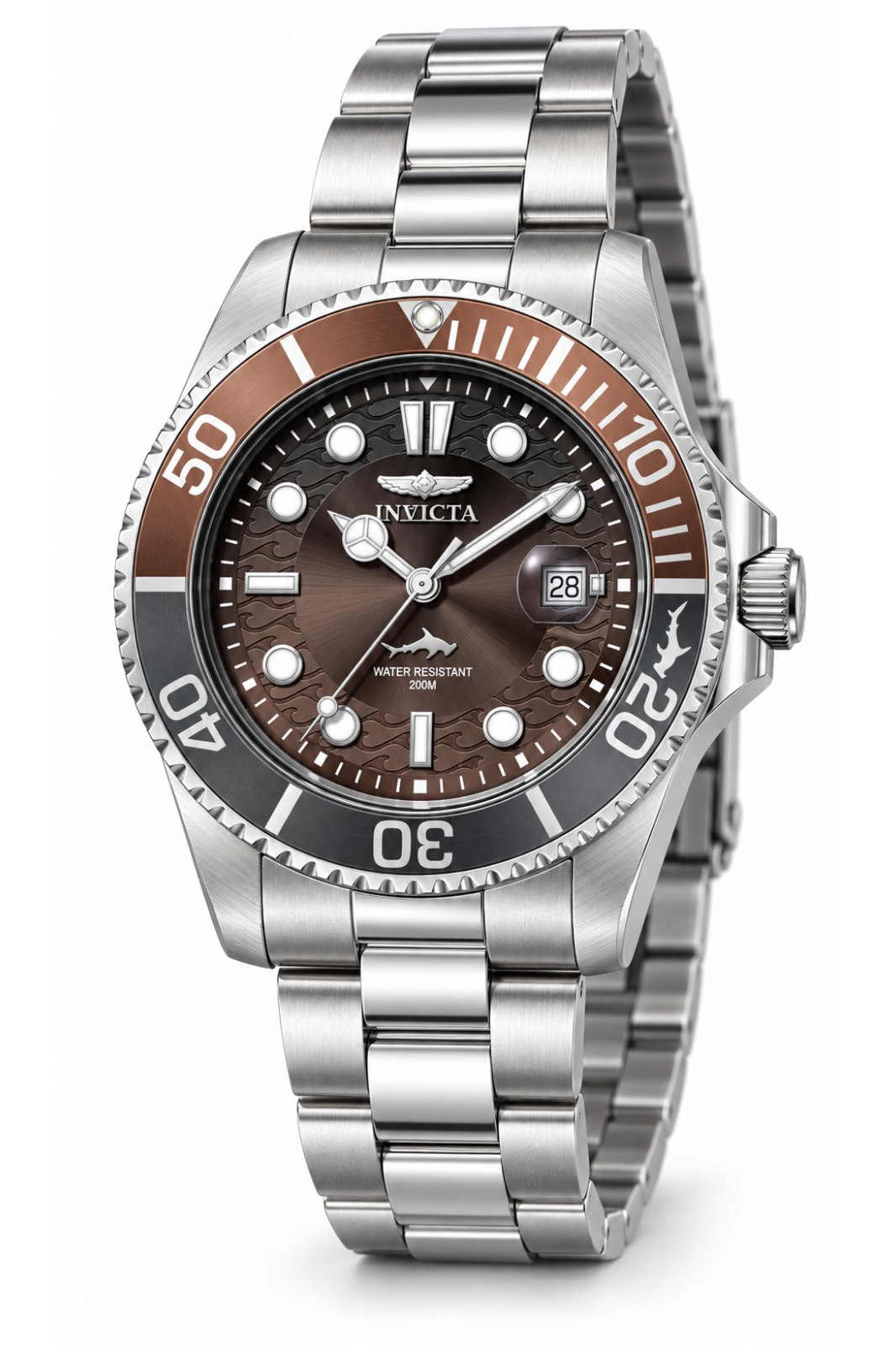 Invicta Pro Diver 50900 Herreur - Quartz Værk - Rustfrit stål med brun skive - 42 mm